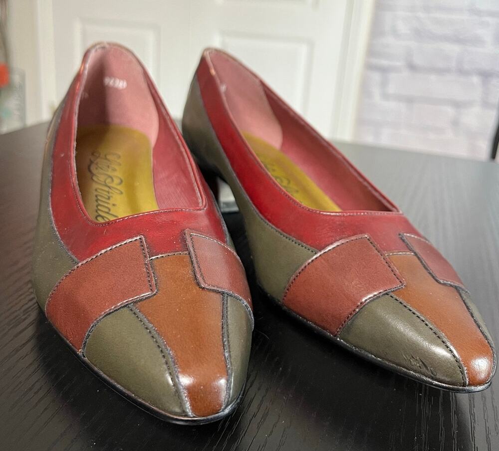 Vintage Unworn Grandma Chic Life Stride Colorblock Pumps in Earthy Colors